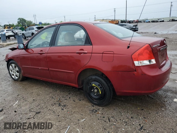 2008 Kia Spectra EX with VIN KNAFE122685584092, listed as a Copart auction lot 55140615 with 217,131 mi miles and Salvage title. Bid and sale history available at DreamBid. Image 2.