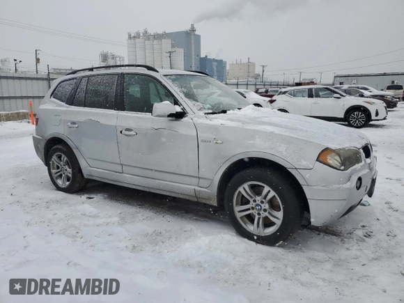 2005 BMW X3 3.0i with VIN WBXPA93445WD07826, listed as a Copart auction lot 88042075 with 0 mi miles and Salvage Title. Bid and sale history available at carsss.com. Image 4.