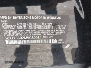 2021 BMW X3 sDrive30i z VIN 5UXTY3C02M9G80084, wystawiony jako IAAI lot #42077773 z przebiegiem 36 239 mil mil oraz . Historia ofert i sprzedaży dostępna na DreamBid. Obrazek 9.