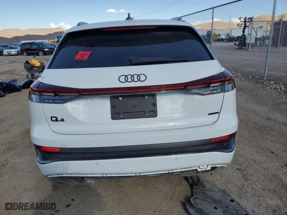 2023 Audi Q4 e-tron Premium Plus with VIN WA1L2BFZ0PP027512, listed as a Copart auction lot 67201434 with 0 mi miles and Salvage Title. Bid and sale history available at carsss.com. Image 6.