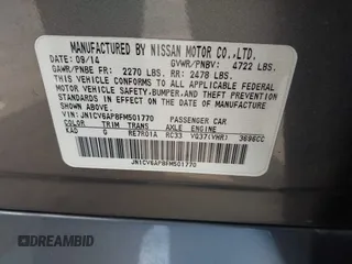 2015 Infiniti Q40 with VIN JN1CV6AP8FM501770, listed as a IAAI auction lot 42111315 with 123,249 mi miles. Bid and sale history available at carsss.com. Image 9.
