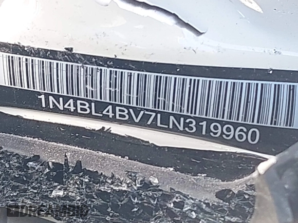 2020 Nissan Altima 2.5 S with VIN 1N4BL4BV7LN319960, listed as a IAAI auction lot 41977717 with 1 mi miles. Bid and sale history available at carsss.com. Image 9.