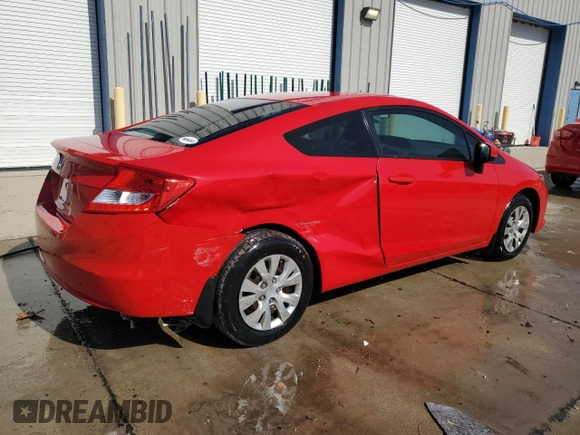 2012 Honda Civic Cpe LX with VIN 2HGFG3B53CH537169, listed as a Copart auction lot 49964185 with 141,999 mi miles and Salvage Title. Bid and sale history available at carsss.com. Image 3.
