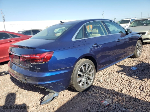2022 Audi A4 Sedan Premium with VIN WAUABAF47NN004066, listed as a Copart auction lot 50166754 with 11481 miles and Salvage Title. Bid and sale history available at carsss.com. Image 3.