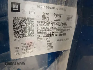 2019 Chevrolet Colorado 2WD Z71 with VIN 1GCGSDEN8K1359579, listed as a IAAI auction lot 41709264 with 88,923 mi miles. Bid and sale history available at carsss.com. Image 9.