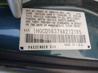 1997 Honda Accord LX with VIN 1HGCD5637VA212185, listed as a IAAI auction lot 42093376 with 239,668 mi miles and . Bid and sale history available at carsss.com. Image 9.
