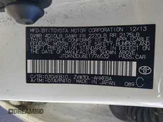 2014 Toyota Prius Four with VIN JTDKN3DU6E1776532, listed as a IAAI auction lot 42068305 with 196,228 mi miles. Bid and sale history available at carsss.com. Image 9.