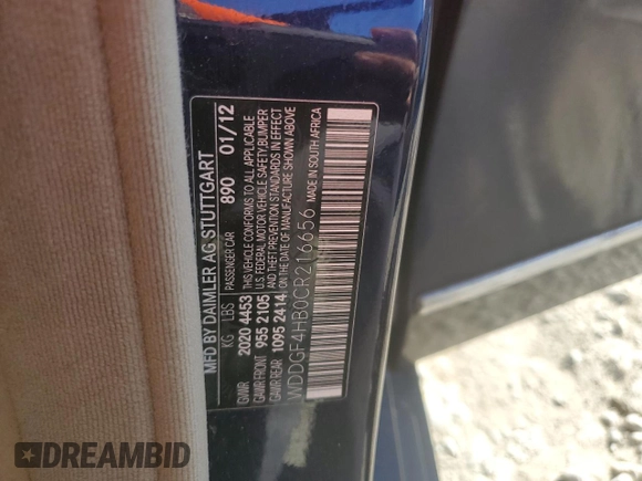 2012 Mercedes-Benz C 250 Sport with VIN WDDGF4HB0CR216656, listed as a Copart auction lot 86068134 with Not provided miles and Salvage title. Bid and sale history available at DreamBid. Image 15.