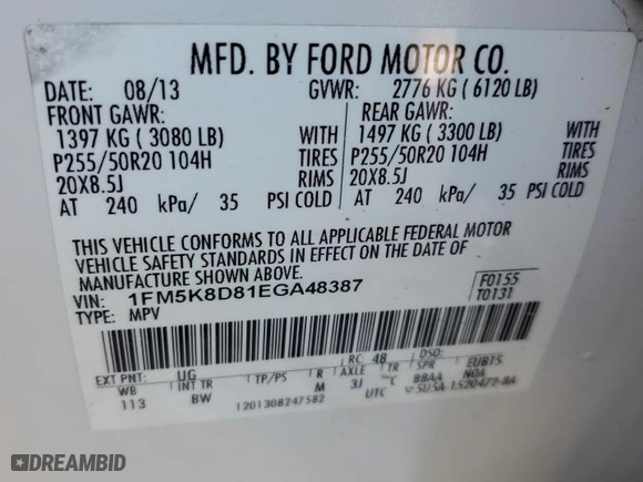 2014 Ford Explorer XLT with VIN 1FM5K8D81EGA48387, listed as a Copart auction lot 43701575 with 111,753 mi miles and Clean Title. Bid and sale history available at carsss.com. Image 13.