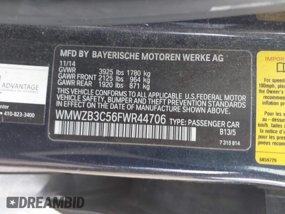 2015 MINI Countryman z VIN WMWZB3C56FWR44706, wystawiony jako IAAI lot #41921628 z przebiegiem 128 530 mil mil oraz . Historia ofert i sprzedaży dostępna na DreamBid. Obrazek 9.