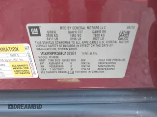 2015 GMC Acadia SLE with VIN 1GKKRPKD8FJ107361, listed as a IAAI auction lot 41756965 with 133,412 mi miles. Bid and sale history available at carsss.com. Image 9.