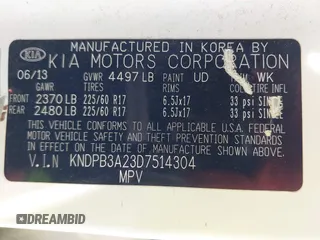 2013 Kia Sportage LX with VIN KNDPB3A23D7514304, listed as a IAAI auction lot 42544397 with 82,456 mi miles and . Bid and sale history available at DreamBid. Image 9.