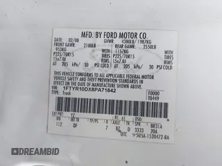 2008 Ford Ranger XL with VIN 1FTYR10DX8PA71842, listed as a IAAI auction lot 42643791 with 281,473 mi miles and . Bid and sale history available at DreamBid. Image 9.