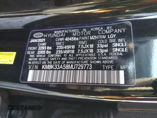 2021 Hyundai Kona Limited with VIN KM8K33A58MU729773, listed as a Copart auction lot 42916525 with 67,458 mi miles and Salvage Title. Bid and sale history available at carsss.com. Image 15.
