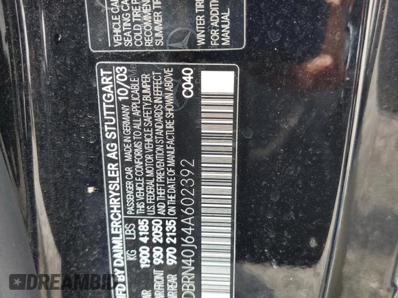 2004 Mercedes-Benz C 230 Kompressor z VIN WDBRN40J64A602392, wystawiony jako Copart lot #60058975 z przebiegiem Nie podano mil oraz Szkoda całkowita • Salvage title. Historia ofert i sprzedaży dostępna na DreamBid. Obrazek 12.