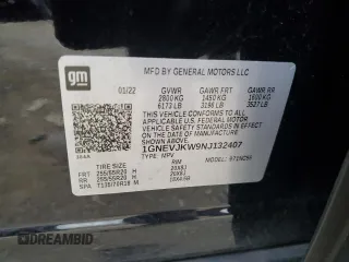2022 Chevrolet Traverse RS with VIN 1GNEVJKW9NJ132407, listed as a Copart auction lot 72622014 with 89,314 mi miles and Salvage title. Bid and sale history available at DreamBid. Image 12.