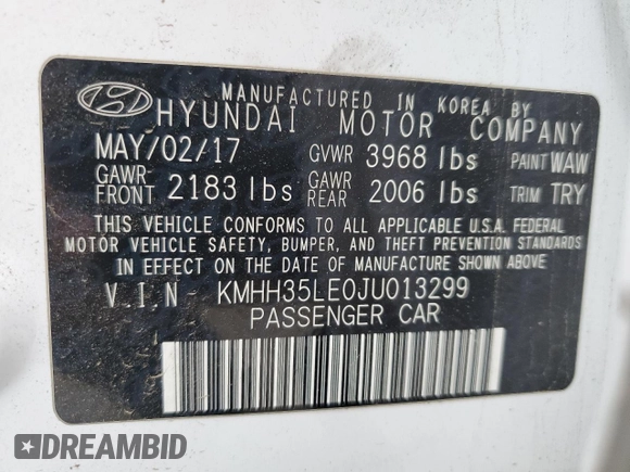 2018 Hyundai Elantra с VIN KMHH35LE0JU013299, выставлен на аукционе Copart как лот 53569925 с пробегом Не указан миль и Чистый • Clean title. История ставок и продаж доступна на DreamBid. Изображение 13.