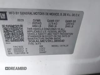 2019 GMC Terrain SLE with VIN 3GKALMEV3KL389640, listed as a IAAI auction lot 41925537 with 80,834 mi miles and . Bid and sale history available at carsss.com. Image 9.