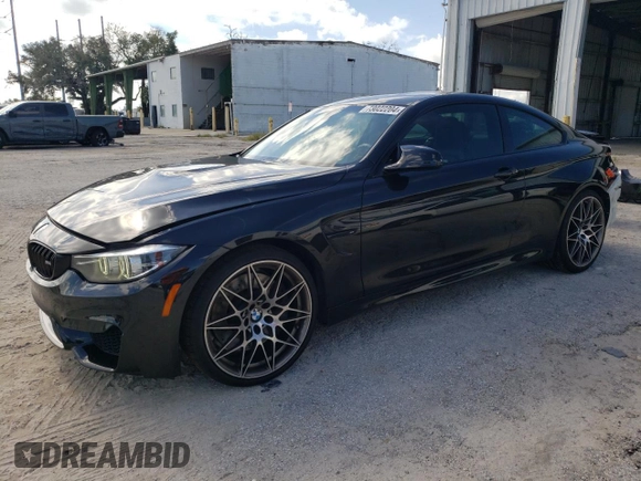 2018 BMW M4 with VIN WBS4Y9C57JAC86460, listed as a Copart auction lot 73022204 with 28,477 mi miles and Salvage Title. Bid and sale history available at carsss.com. Image 1.