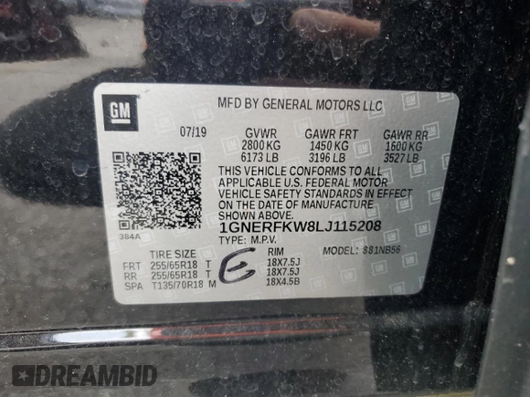 2020 Chevrolet Traverse LS with VIN 1GNERFKW8LJ115208, listed as a Copart auction lot 54900935 with 85,302 mi miles and Salvage title. Bid and sale history available at DreamBid. Image 12.