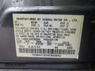 2004 Nissan Maxima SE with VIN 1N4BA41E04C902942, listed as a Copart auction lot 82238764 with 140,931 mi miles and Clean Title. Bid and sale history available at carsss.com. Image 12.