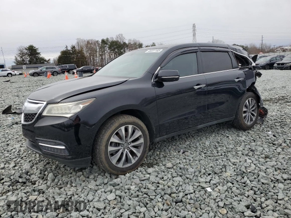 2015 Acura MDX Tech Pkg with VIN 5FRYD3H46FB002750, listed as a Copart auction lot 48331165 with 128,015 mi miles and Salvage Title. Bid and sale history available at carsss.com. Image 1.