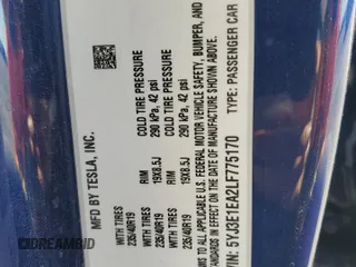 2020 Tesla Model 3 Standard Range Plus z VIN 5YJ3E1EA2LF775170, wystawiony jako Copart lot #46892785 z przebiegiem 48 539 mil mil oraz Szkoda całkowita • Salvage title. Historia ofert i sprzedaży dostępna na DreamBid. Obrazek 14.