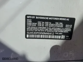 2022 BMW X3 xDrive30i with VIN 5UX53DP0XN9M46412, listed as a Copart auction lot 53132405 with 46,179 mi miles and Non Repairable. Bid and sale history available at carsss.com. Image 11.