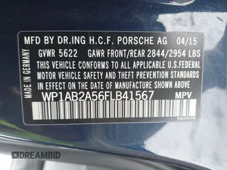 2015 Porsche Macan S with VIN WP1AB2A56FLB41567, listed as a IAAI auction lot 41539652 with 90,192 mi miles and . Bid and sale history available at DreamBid. Image 9.
