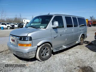 2011 GMC Savana Cargo Van YF7 Upfitter with VIN 1GDS7DC40B1115667, listed as a Copart auction lot 49587835 with 128,296 mi miles and Salvage Title. Bid and sale history available at carsss.com. Image 1.