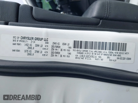 2014 Jeep Grand Cherokee Summit z VIN 1C4RJFJG2EC476114, wystawiony jako IAAI lot #42249108 z przebiegiem 97 569 mil mil oraz . Historia ofert i sprzedaży dostępna na DreamBid. Obrazek 9.