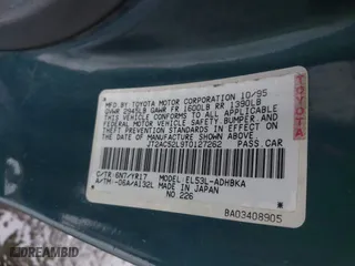 1996 Toyota Tercel DX with VIN JT2AC52L9T0127262, listed as a IAAI auction lot 41504210 with 135,732 mi miles. Bid and sale history available at carsss.com. Image 9.