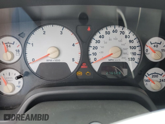 2007 Dodge Ram 2500 SLT with VIN 1D7KS28C57J543352, listed as a Copart auction lot 44964395 with 276,528 mi miles and Salvage Title. Bid and sale history available at carsss.com. Image 9.