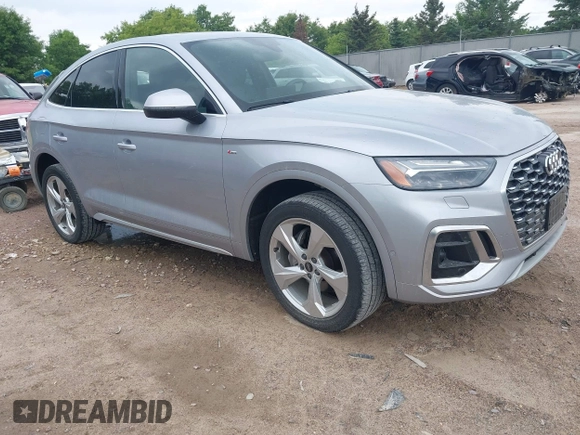 2023 Audi Q5 Sportback S line Prestige with VIN WA16AAFY1P2002049, listed as a IAAI auction lot 42450923 with 24,765 mi miles and . Bid and sale history available at DreamBid. Image 1.