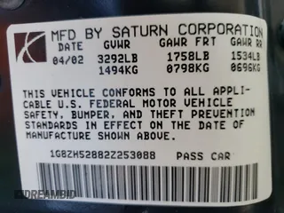 2002 Saturn SL z VIN 1G8ZH52882Z253088, wystawiony jako Copart lot #55062225 z przebiegiem 177 866 mil mil oraz Szkoda całkowita • Salvage title. Historia ofert i sprzedaży dostępna na DreamBid. Obrazek 12.