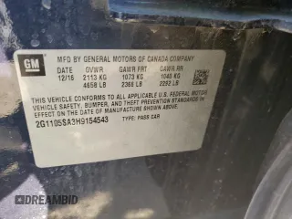2017 Chevrolet Impala LT with VIN 2G1105SA3H9154543, listed as a Copart auction lot 47993825 with 205,339 mi miles and Salvage Title. Bid and sale history available at DreamBid. Image 14.