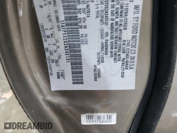 2002 Ford Taurus SES Standard with VIN 1FAFP552X2A245131, listed as a Copart auction lot 51643345 with 84,858 mi miles and Non Repairable. Bid and sale history available at DreamBid. Image 14.