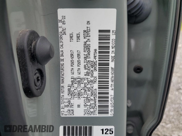 2022 Toyota Tacoma SR with VIN 3TMCZ5AN4NM528316, listed as a Copart auction lot 63259545 with 50,103 mi miles and Salvage title. Bid and sale history available at DreamBid. Image 12.