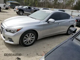 2015 Infiniti Q50 Premium with VIN JN1BV7AR3FM411834, listed as a Copart auction lot 48333555 with 129,346 mi miles and Salvage Title. Bid and sale history available at carsss.com. Image 1.