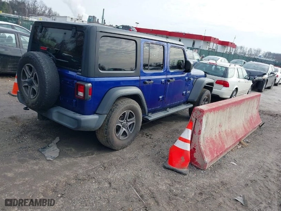 2019 Jeep Wrangler Unlimited Sport with VIN 1C4HJXDG9KW603805, listed as a IAAI auction lot 41460907 with 1 mi miles. Bid and sale history available at carsss.com. Image 4.