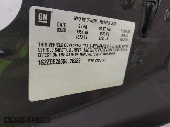 2005 Pontiac G6 с VIN 1G2ZG528554176288, выставлен на аукционе IAAI как лот 42807775 с пробегом 121 971 миль миль и . История ставок и продаж доступна на DreamBid. Изображение 9.