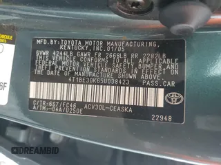 2005 Toyota Camry LE with VIN 4T1BE30K65U038423, listed as a Copart auction lot 64276255 with 182,686 mi miles and Salvage title. Bid and sale history available at DreamBid. Image 12.