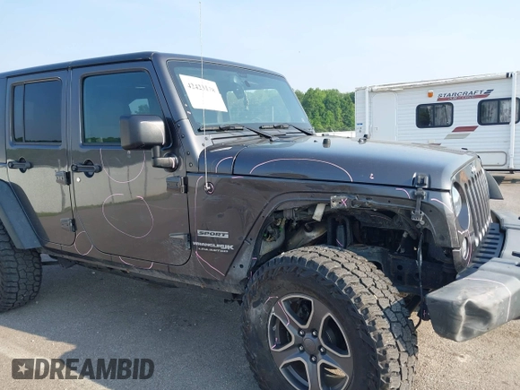 2018 Jeep Wrangler Unlimited Sport S with VIN 1C4BJWDG6JL854359, listed as a IAAI auction lot 42423170 with 84,470 mi miles and . Bid and sale history available at DreamBid. Image 6.