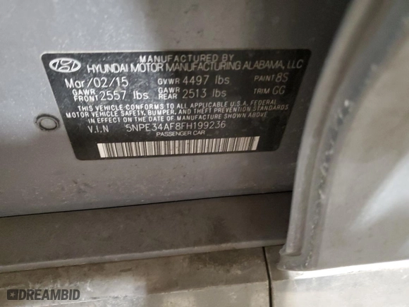 2015 Hyundai Sonata 2.4L Sport with VIN 5NPE34AF8FH199236, listed as a Copart auction lot 44051315 with 144,802 mi miles and Salvage Title. Bid and sale history available at carsss.com. Image 12.