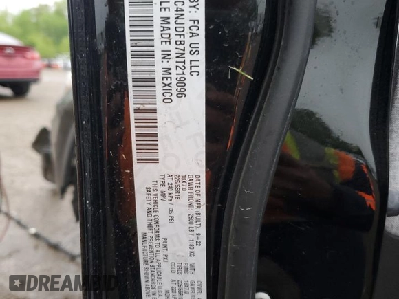 2022 Jeep Compass Latitude Lux с VIN 3C4NJDFB7NT219096, выставлен на аукционе Copart как лот 57703855 с пробегом 42 108 миль миль и На запчасти • Non repairable. История ставок и продаж доступна на DreamBid. Изображение 13.