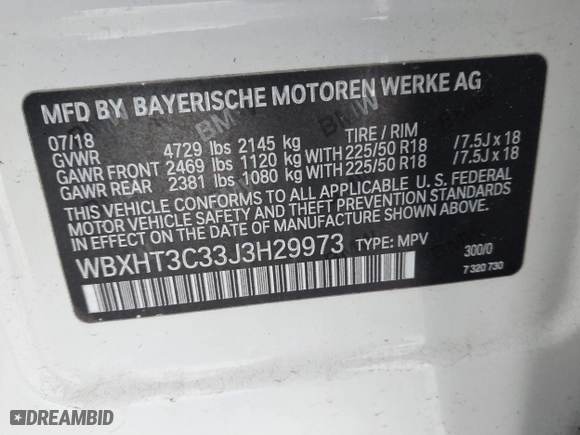 2018 BMW X1 xDrive28i with VIN WBXHT3C33J3H29973, listed as a IAAI auction lot 41547866 with 1 mi miles. Bid and sale history available at carsss.com. Image 9.