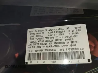 2008 Acura TL with VIN 19UUA66228A037049, listed as a IAAI auction lot 41379731 with 175,384 mi miles. Bid and sale history available at carsss.com. Image 9.