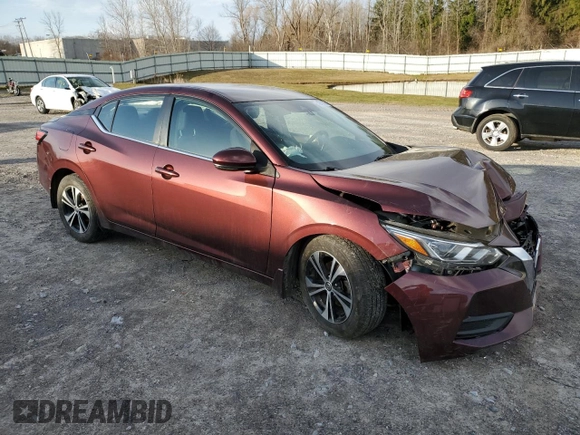 2020 Nissan Sentra SV with VIN 3N1AB8CV8LY313301, listed as a Copart auction lot 49721615 with 52,904 mi miles and Salvage Title. Bid and sale history available at carsss.com. Image 4.