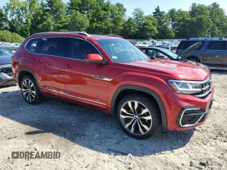 2021 Volkswagen Atlas SEL Premium R-Line with VIN 1V2FR2CA5MC537286, listed as a Copart auction lot 61811244 with 76,269 mi miles and Salvage title. Bid and sale history available at DreamBid. Image 4.