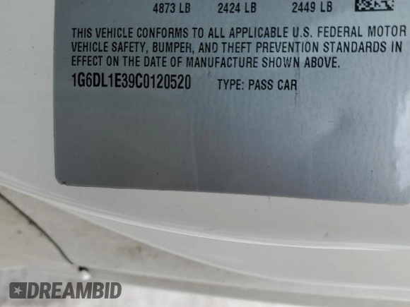 2012 Cadillac CTS Performance with VIN 1G6DL1E39C0120520, listed as a Copart auction lot 43081315 with Not provided miles and Non repairable. Bid and sale history available at DreamBid. Image 12.